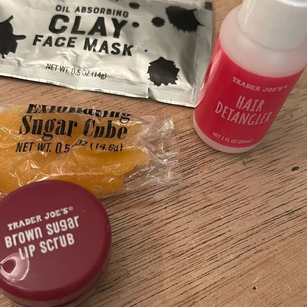 New Trader Joe's 10 piece beauty bundle mask handcream detangler kombucha Rose o